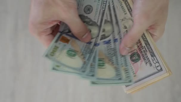 Moeda Usd Muitas Notas Banco Dólar Colocado Mesa Dólar Moeda — Vídeo de Stock