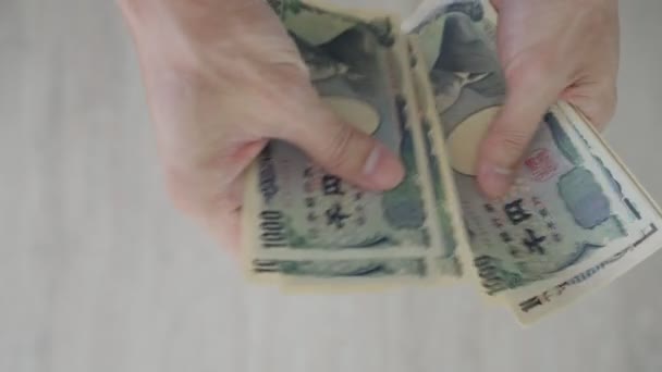 Japanese Yen Money Close Japanese Yen Hand Currency Japan Used — Stok video