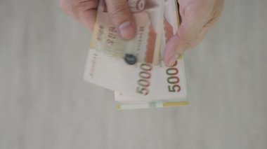 The currency of Korea which is used to represent value in exchange and the won is the main currency of Korean people. Korean won notes for money concept background.