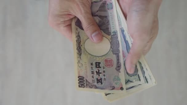 Uang Yen Jepang Menutup Dari Yen Jepang Tangan Mata Uang — Stok Video