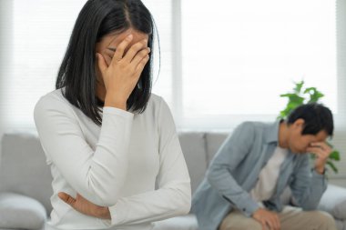 Divorce and quarrels. couples are desperate and disappointed after marriage. Husband and wife are sad, upset and frustrated after quarrels. distrust, love problems, betrayals. family problem