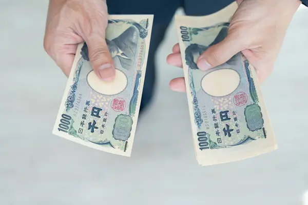 Japanese Yen Money Close Japanese Yen Hand Currency Japan Used — Fotografia de Stock