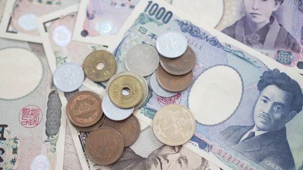 Dinero Del Yen Japonés Primer Plano Del Yen Japonés Mano — Foto de Stock