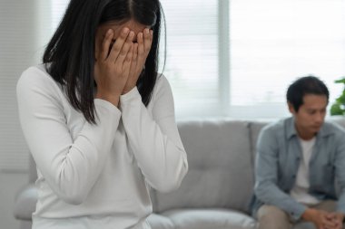 Divorce and quarrels. couples are desperate and disappointed after marriage. Husband and wife are sad, upset and frustrated after quarrels. distrust, love problems, betrayals. family problem.