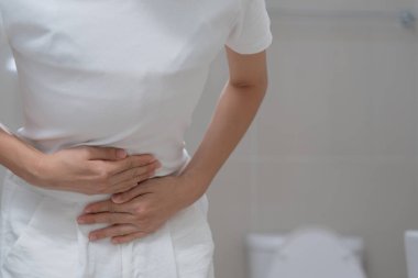 Constipation and diarrhea in bathroom. Hurt man touch belly  stomach ache painful. colon inflammation problem, toxic food, abdominal pain, abdomen, constipated in toilet, stomachache, Hygiene