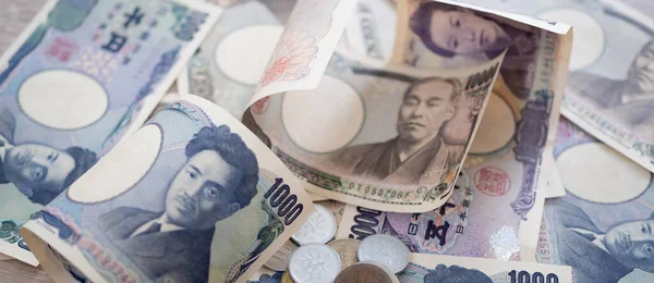 Japanese Yen Money Close Japanese Yen Hand Currency Japan Used — Foto Stock