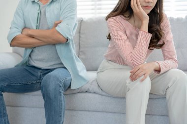 Divorce. Asian couples are desperate and disappointed after marriage. Husband and wife are sad, upset and frustrated after quarrels. distrust, love problems, betrayals. family problem, teenage lov clipart