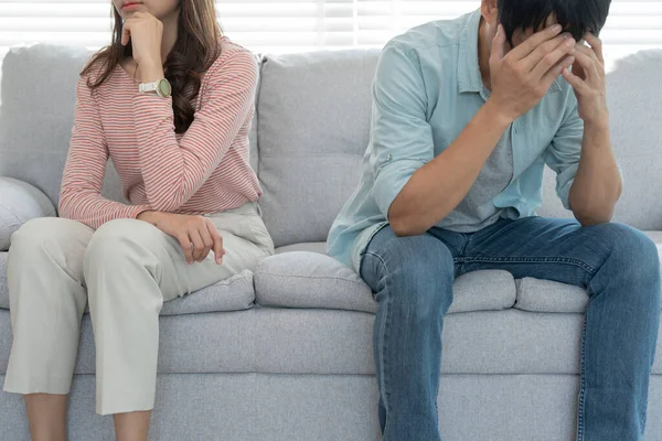 stock image Divorce and quarrels. couples are desperate and disappointed after marriage. Husband and wife are sad, upset and frustrated after quarrels. distrust, love problems, betrayals. family problem.