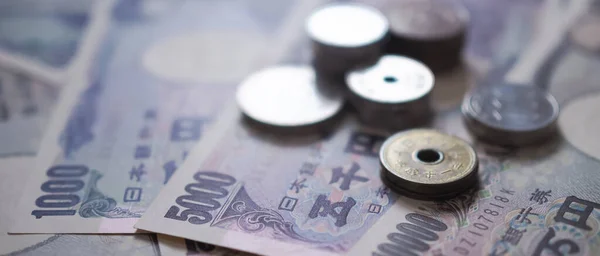 Dinero Del Yen Japonés Primer Plano Del Yen Japonés Mano — Foto de Stock