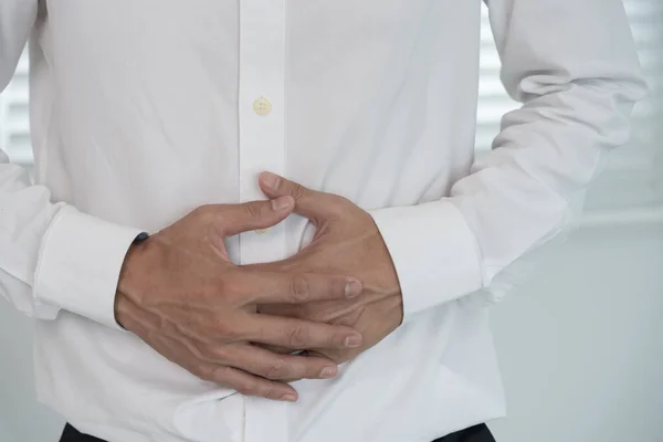 Stomach Ache Asian Men Have Abdominal Pain Indigestion Gastritis Menstrual — 图库照片