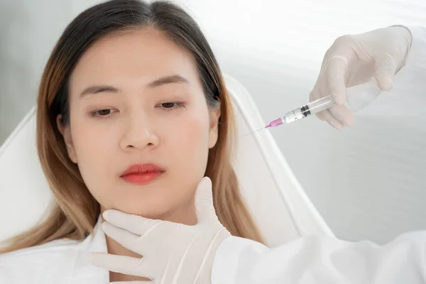 Cosmetic surgery, skin whitening injection, filler injection, Skin reface, Botox, beautiful Asian girls receive beauty treatments at beauty clinic, skincare, pore rejuvenation, wrinkle, baby face