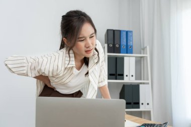 stomach ache. Asian women have abdominal pain, indigestion, gastritis, menstrual cramps, flatulence, diarrhea, distention, colon cancer, belly inflammation problem, suffer food poisoning, abdomen