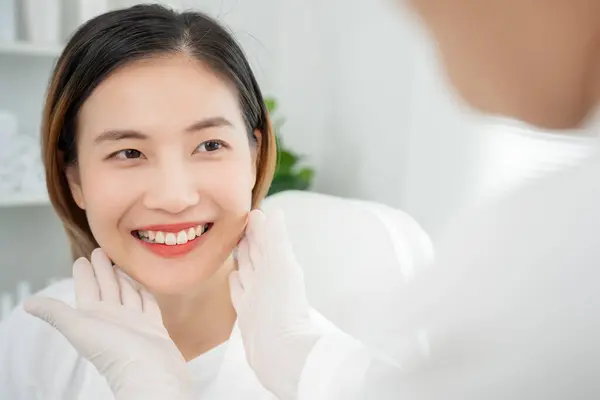 beauty asian smile and happy after surgery, Cosmetic surgery, skin whitening injection, filler injection, Skin reface, beautiful Asian girls receive beauty treatments at beauty clinic, skincare