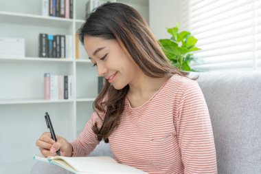 inspiration, writer, writing ,creative ,recreation for imagine, Beautiful Asia attractive young woman writing ideas on notebook, to do list, good thinking work, journalist, Stylish, Dream image, relax