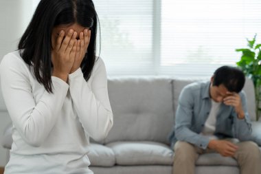 Divorce and quarrels. couples are desperate and disappointed after marriage. Husband and wife are sad, upset and frustrated after quarrels. distrust, love problems, betrayals. family problem.