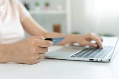Akıllı telefonu kullanarak internet üzerinden finansal işlemler yapan bir kadın. cep telefonu ile ödeme ayrıntıları sayfa gösterimi ve kredi kartı, teknoloji, elektronik ticaret, mobil bankacılık, pazar yeri