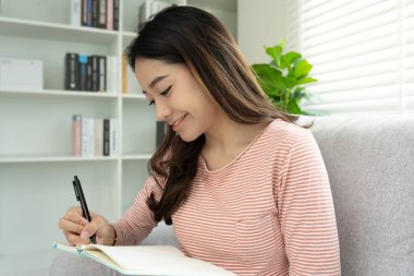 inspiration, writer, writing ,creative ,recreation for imagine, Beautiful Asia attractive young woman writing ideas on notebook, to do list, good thinking work, journalist, Stylish, Dream image, relax