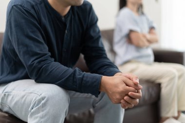 Divorce and quarrels. couples are desperate and disappointed after marriage. Husband and wife are sad, upset and frustrated after quarrels. distrust, love problems, betrayals. family problem