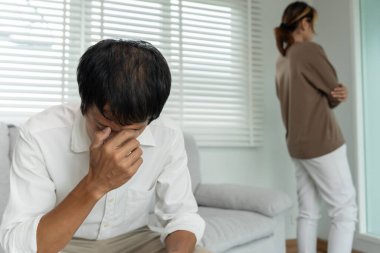 Divorce and quarrels. couples are desperate and disappointed after marriage. Husband and wife are sad, upset and frustrated after quarrels. distrust, love problems, betrayals. family problem.