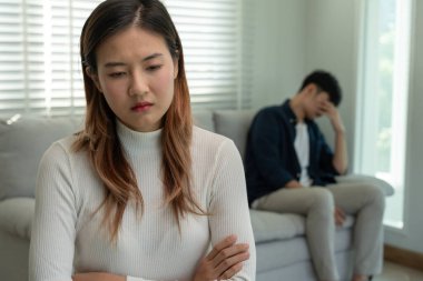 Divorce and quarrels. couples are desperate and disappointed after marriage. Husband and wife are sad, upset and frustrated after quarrels. distrust, love problems, betrayals. family problem