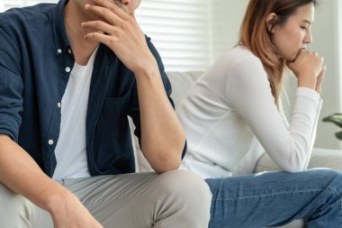 Divorce and quarrels. couples are desperate and disappointed after marriage. Husband and wife are sad, upset and frustrated after quarrels. distrust, love problems, betrayals. family problem.