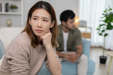 Divorce and quarrels. couples are desperate and disappointed after marriage. Husband and wife are sad, upset and frustrated after quarrels. distrust, love problems, betrayals. family problem