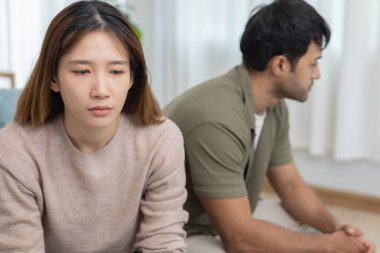 Divorce and quarrels. couples are desperate and disappointed after marriage. Husband and wife are sad, upset and frustrated after quarrels. distrust, love problems, betrayals. family problem