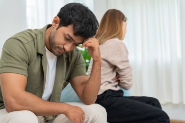 Divorce and quarrels. couples are desperate and disappointed after marriage. Husband and wife are sad, upset and frustrated after quarrels. distrust, love problems, betrayals. family problem.