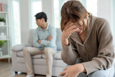 Divorce and quarrels. couples are desperate and disappointed after marriage. Husband and wife are sad, upset and frustrated after quarrels. distrust, love problems, betrayals. family problem.