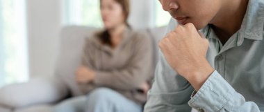 Divorce. Asian couples are desperate and disappointed after marriage. Husband and wife are sad, upset and frustrated after quarrels. distrust, love problems, betrayals. family problem, teenage lov