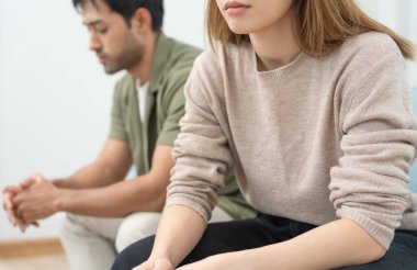 Divorce. Asian couples are desperate and disappointed after marriage. Husband and wife are sad, upset and frustrated after quarrels. distrust, love problems, betrayals. family problem, teenage lov