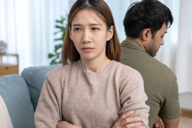 Divorce and quarrels. couples are desperate and disappointed after marriage. Husband and wife are sad, upset and frustrated after quarrels. distrust, love problems, betrayals. family problem