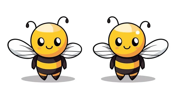 Vector Draw Illustration Bee Cartoon Mascot — 스톡 벡터