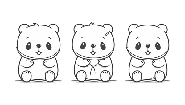 Desenho Vetor Urso Bonito Dos Desenhos Animados Lineart —  Vetores de Stock