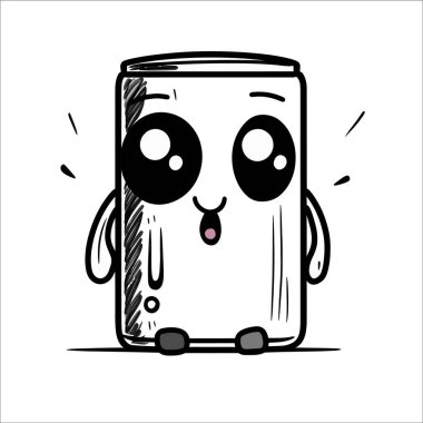 Vector Art Illustration, Sweet Doodle çizgi filmi, şişe.