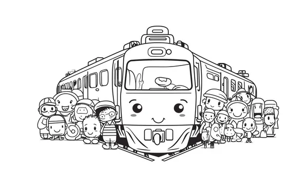 Vector Art Αφηρημένη Doodles Cartoon Train — Διανυσματικό Αρχείο
