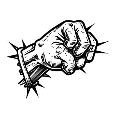 İngiliz anahtarı tutan bir adamın el çizimi çizimi.