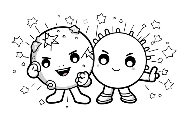 Cute Cartoon Kawaii Happy Face Sun Smile Vector Illustration — Stock Vector