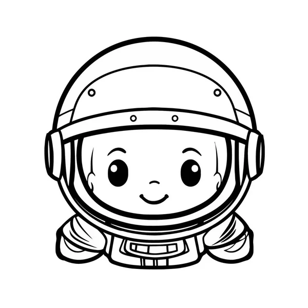 Icono Dibujos Animados Astronauta Esquema Ilustración Los Iconos Vectoriales Del — Vector de stock