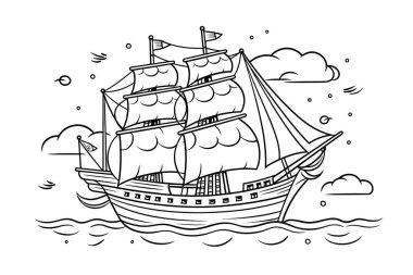 Gemisi olan bir teknenin vektör çizimi