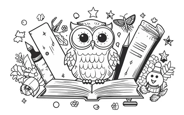 Owl Book Illustration Your Design — Stock Vector