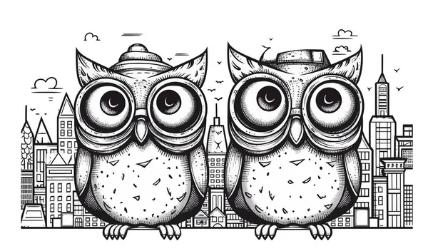 Owl Owls Bird Vector Illustration — Stock Vector