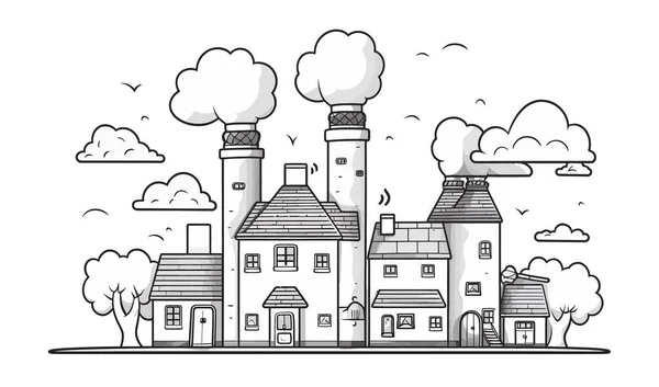 Vector Cartoon Illustration City Buildings Cityscape Architecture — Stock Vector