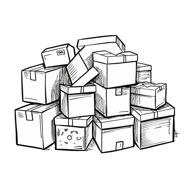 Κουτιά Από Χαρτοκιβώτιο Εικονογράφηση Φορέα Κινουμένων Σχεδίων — Διανυσματικό Αρχείο
