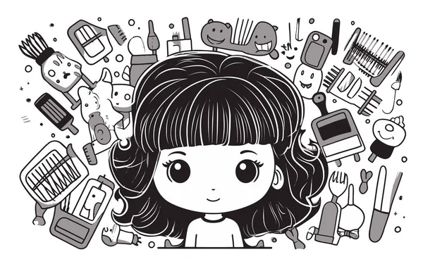 Desenho Animado Vetor Ilustração Meninas Beleza —  Vetores de Stock