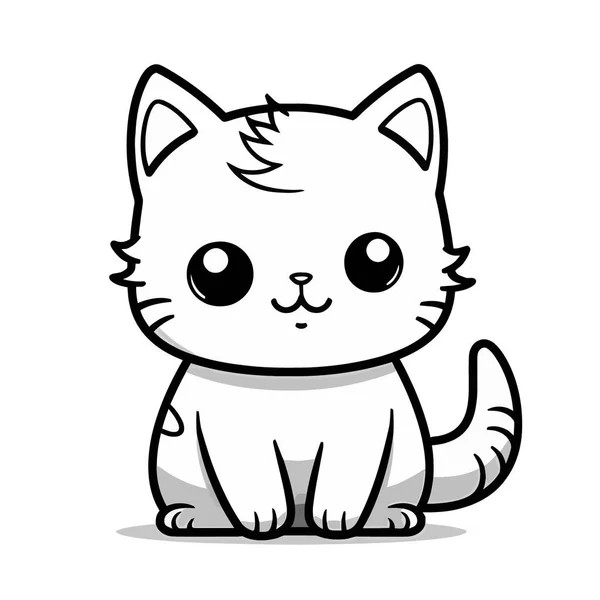 Cat Cartoon Character Vector Illustration Kawaii Cute Kitten Isolated White — Stock Vector