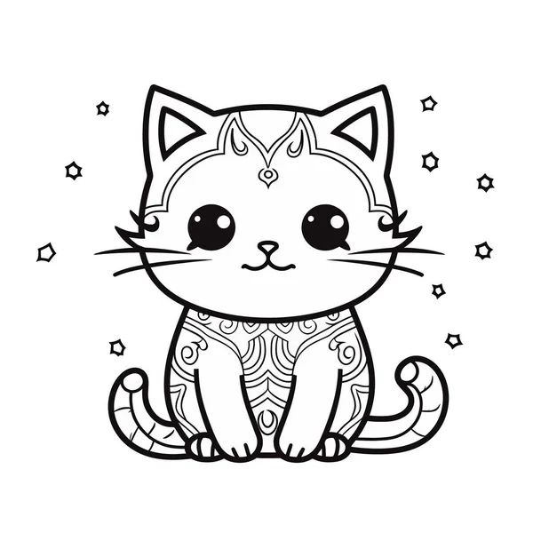 Cute Cat Leaves Bow Vector Illustration Design — Stock Vector