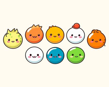 Farklı duyguların sevimli çizgi film karakterleri.