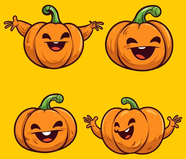 Zucca Vettoriale Halloween Con Zucche Disegnate Mano Isolata Sfondo Bianco — Vettoriale Stock