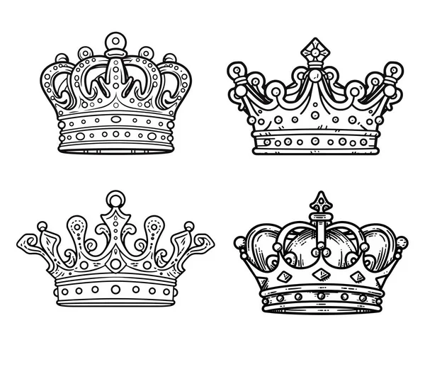 Conjunto Coronas Heráldicas Ilustración Vectorial — Archivo Imágenes Vectoriales